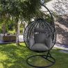 Hängesessel California Black, Entspannungssessel zum Aufhängen, für Garten oder Wohnzimmer, komfortabel und modern