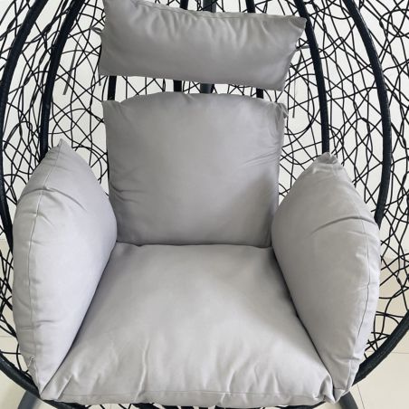 Hängesessel California Black, Entspannungssessel zum Aufhängen, für Garten oder Wohnzimmer, komfortabel und modern