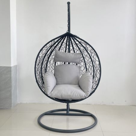 Hängesessel California Black, Entspannungssessel zum Aufhängen, für Garten oder Wohnzimmer, komfortabel und modern