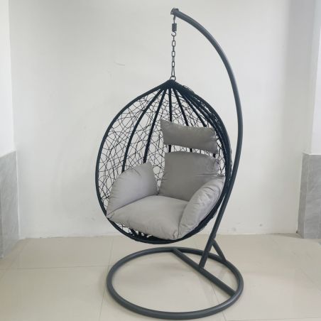 Hängesessel California Black, Entspannungssessel zum Aufhängen, für Garten oder Wohnzimmer, komfortabel und modern