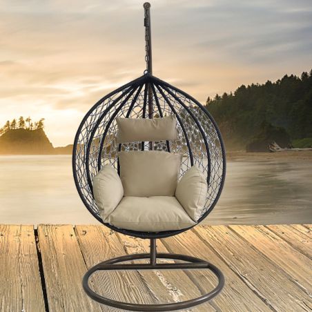 Hängesessel California Brown, Entspannungssessel zum Aufhängen, für Garten oder Wohnzimmer, komfortabel, 3D-Rattan