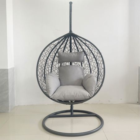 Hängesessel California Grey, Entspannungssessel zum Aufhängen, für Garten oder Wohnzimmer, komfortabel, 3D-Rattan