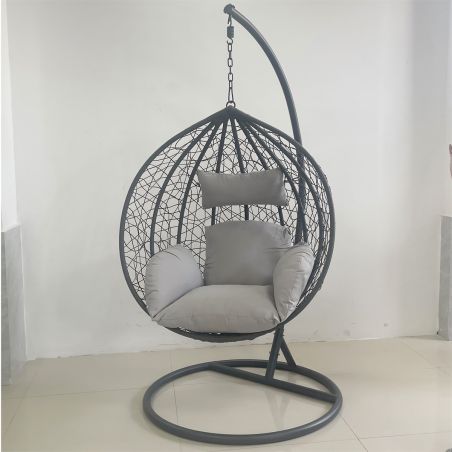 Hängesessel California Grey, Entspannungssessel zum Aufhängen, für Garten oder Wohnzimmer, komfortabel, 3D-Rattan