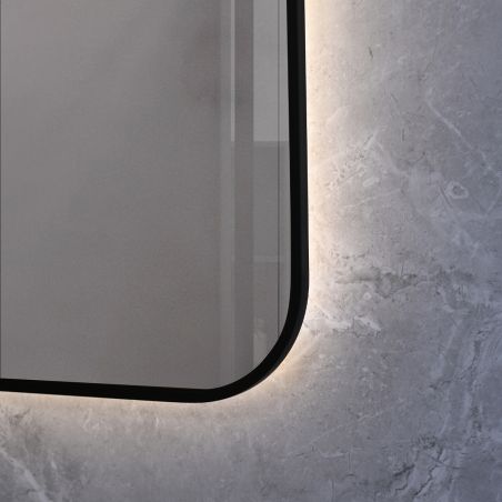 LED-Spiegel, schwarzer Rahmen, Anti-Beschlag, Touch-Taste, 3 Lichtfarben, Einstellbare Helligkeit, 60-70x80-150 cm, Feliz