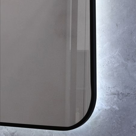 LED-Spiegel, schwarzer Rahmen, Anti-Beschlag, Touch-Taste, 3 Lichtfarben, Einstellbare Helligkeit, 60-70x80-150 cm, Feliz