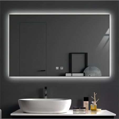 LED-Spiegel, schwarzer Rahmen, Anti-Beschlag, Touch-Taste, 3 Lichtfarben, Einstellbare Helligkeit, 60-70x80-90-150 cm, Feliz