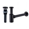 Siphon mit Ventil, Pop-up-System, Mattschwarz, mit oder ohne Überlauf, Silikondichtung, Zaro