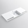 Waschbecken, glänzend weiß, Handtuchhalter, Mineralkomposit, Wand- oder Halb-Einbaumontage, 105-125x55 cm, Fuente