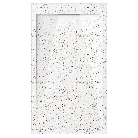 Duschwanne, Weiß, Terrazzo Finish, Mineralkomposit, Höhe 2,5 cm, Maße 100-120x80-90 cm, zuschneidbar, Antonio