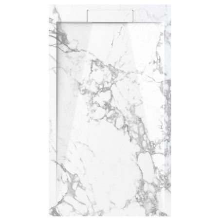 Duschwanne, Weiß, Carrara Arabescato Finish, Mineralkomposit, Höhe 2,5 cm, Maße 100-160x80-90 cm, zuschneidbar, Antonio