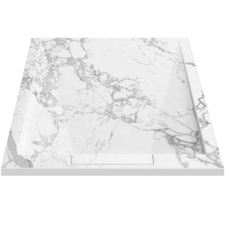 Duschwanne, Weiß, Carrara Arabescato Finish, Mineralkomposit, Höhe 2,5 cm, Maße 100-160x80-90 cm, zuschneidbar, Antonio