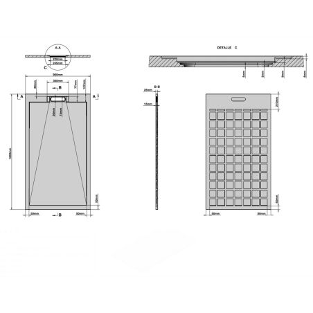 Duschwanne, Weiß, Carrara Arabescato Finish, Mineralkomposit, Höhe 2,5 cm, Maße 100-160x80-90 cm, zuschneidbar, Antonio