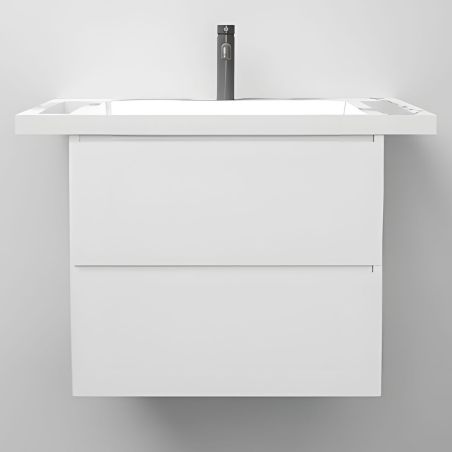 Waschbecken, Weiß Carrara Arabescato Finish, Handtuchhalter, Komposit, wandhängende, Halb-Einbaumontage, 65x55 cm, Lavanda