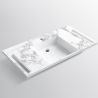 Waschbecken, Weiß Carrara Arabescato Finish, seitliche Handtuchhalter, Komposit, wandhängende Montage, 105x55 cm, Lavanda