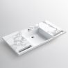 Waschbecken, Weiß Carrara Arabescato Finish, Handtuchhalter, Komposit, Wand- oder Halb-Einbaumontage, 105-125x55 cm, Fuente