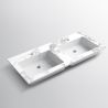 Doppelwaschbecken, Komposit, Carrara Arabescato Finish, Halb-Einbaumontage, 121x54.2 cm, Cortina