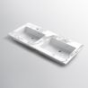 Doppelwaschbecken, Komposit, Carrara Arabescato Finish, Halb-Einbaumontage, 121x54.2 cm, Cortina