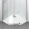 Duschkabine, pentagonal, Pendeltür, Chrom, 8 mm Glas, Handtuchhalter, 2 Ablagen, 90 x 90 cm, Nano Easy Clean, Leon