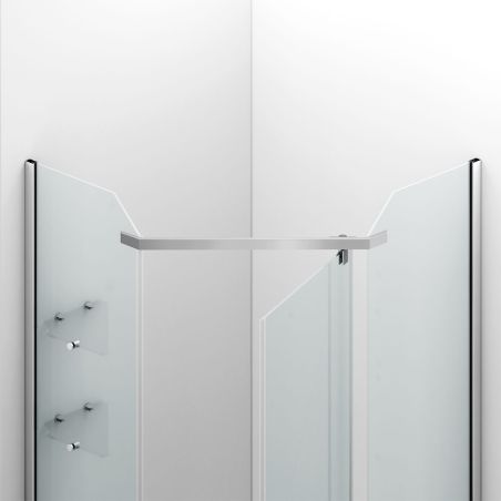 Duschkabine, pentagonal, Pendeltür, Chrom, 8 mm Glas, Handtuchhalter, 2 Ablagen, 90 x 90 cm, Nano Easy Clean, Leon