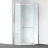 Duschkabine, pentagonal, Pendeltür, Chrom, 8 mm Glas, Handtuchhalter, 2 Ablagen, 90 x 90 cm, Nano Easy Clean, Leon
