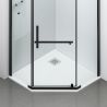 Duschkabine, pentagonal, Pendeltür, Mattschwarz, 8 mm Glas, Handtuchhalter, 2 Ablagen, 90 x 90 cm, Nano Easy Clean, Leon