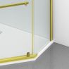 Duschkabine, pentagonal, Pendeltür, Mattgold, 8 mm Glas, Handtuchhalter, 2 Ablagen, 90 x 90 cm, Nano Easy Clean, Leon