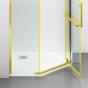 Duschkabine, pentagonal, Pendeltür, Mattgold, 8 mm Glas, Handtuchhalter, 2 Ablagen, 90 x 90 cm, Nano Easy Clean, Leon