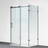 Duschkabine, festem Wandteil, Schiebetür, 8 mm Glas, Nano-Beschichtung, Mattschwarz, Größen 70-90x100-120-160 cm, Solana