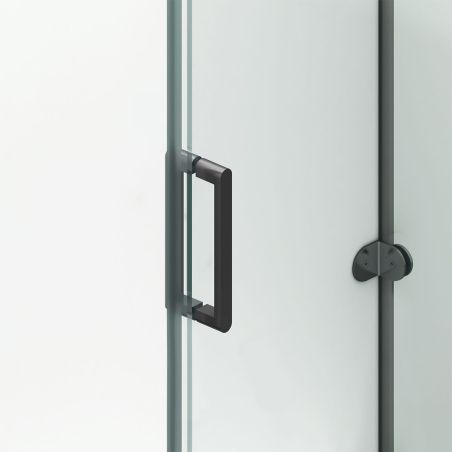 Duschkabine, festem Wandteil, Schiebetür, 8 mm Glas, Nano-Beschichtung, Mattschwarz, Größen 70-90x100-120-160 cm, Solana