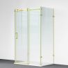 Duschkabine, festem Wandteil, Schiebetür, 8 mm Glas, Nano-Beschichtung, Mattgold, Größen 80-90x120-140-160 cm, Solana