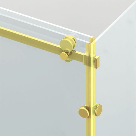 Duschkabine, festem Wandteil, Schiebetür, 8 mm Glas, Nano-Beschichtung, Mattgold, Größen 80-90x120-140-160 cm, Solana