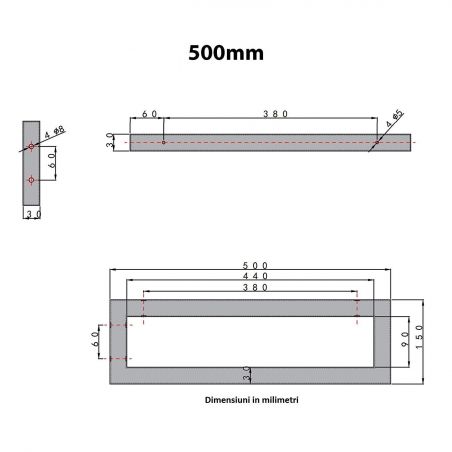 Consola lavoare, 45x15x3 cm, din oțel inoxidabil
