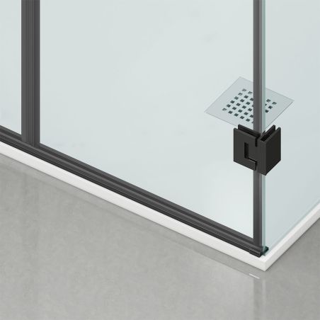 Duschkabine, 3-seitig, Pendeltür, Mattschwarz, 8 mm Glas, Nano-Beschichtung, Größen 70-80-90x100-120 cm, Trinity