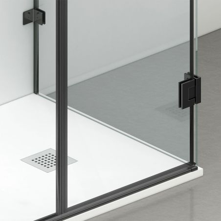 Duschkabine, 3-seitig, Pendeltür, Mattschwarz, 8 mm Glas, Nano-Beschichtung, Größen 70-80-90x100-120 cm, Trinity