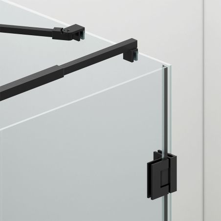 Duschkabine, 3-seitig, Pendeltür, Mattschwarz, 8 mm Glas, Nano-Beschichtung, Größen 70-80-90x100-120 cm, Trinity