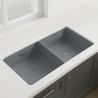 Doppel-Küchenspüle, 2 Becken, Mattgrau, Power Colour, Unterbau-Montage, 105x40 cm, Serena