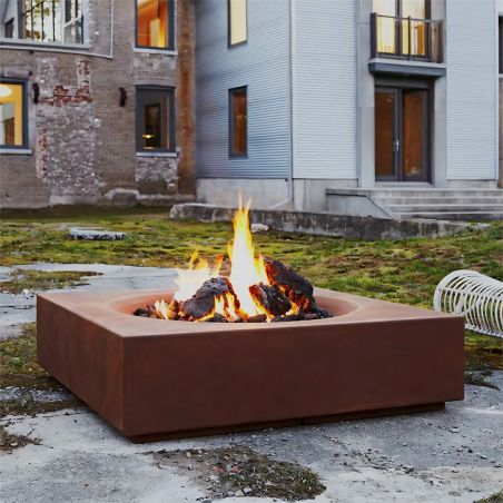 Kamin, 2 mm Cortenstahl, Maße: 80x80x20 cm, Magma