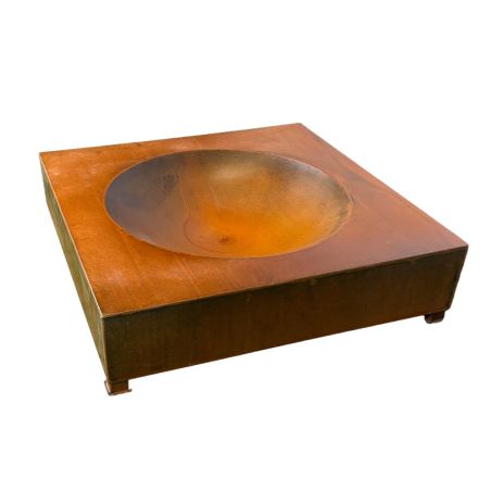 Kamin, 2 mm Cortenstahl, Maße: 80x80x20 cm, Magma