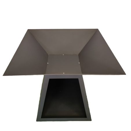 Holzgrill mit Gusseisenplatte, Holzlagerfach, 2 mm Cortenstahl, Maße: 100x100x90 cm, Schwarz, Rustico