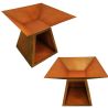 Holzgrill mit Gusseisenplatte, Holzlagerfach, 2 mm Cortenstahl, Maße: 100x100x90 cm, Rostoptik, Rustico