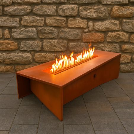 Gaskamin, Cortenstahl 2 mm, Maße: 150x70x35 cm, Luxora