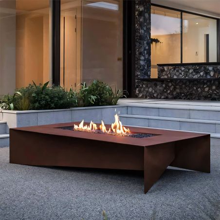 Gaskamin, Cortenstahl 2 mm, Maße: 150x70x35 cm, Luxora