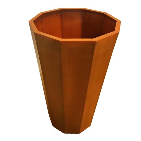 Achteckiger Pflanzkübel, 2 mm Cortenstahl, Maße 60x60x90 cm, Flora
