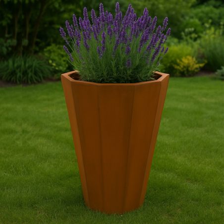 Achteckiger Pflanzkübel, 2 mm Cortenstahl, Maße 60x60x90 cm, Flora