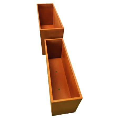 Rechteckiger Pflanzkübel, 2 mm Cortenstahl, Maße: 100x30x45 cm oder 120x40x55 cm, Bloom