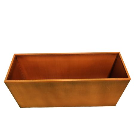 Rechteckiger Pflanzkübel, 2 mm Cortenstahl, Maße: 100x30x45 cm oder 120x40x55 cm, Bloom