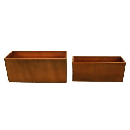 Rechteckiger Pflanzkübel, 2 mm Cortenstahl, Maße: 100x30x45 cm oder 120x40x55 cm, Bloom