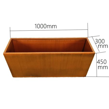 Rechteckiger Pflanzkübel, 2 mm Cortenstahl, Maße: 100x30x45 cm oder 120x40x55 cm, Bloom