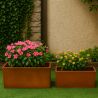 Rechteckiger Pflanzkübel, 2 mm Cortenstahl, Maße: 100x30x45 cm oder 120x40x55 cm, Bloom
