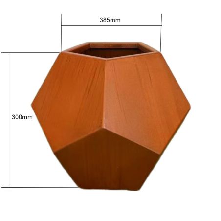 Polygonaler Pflanzkübel, 2 mm Cortenstahl, Durchmesser 38-55 cm, FlorArt